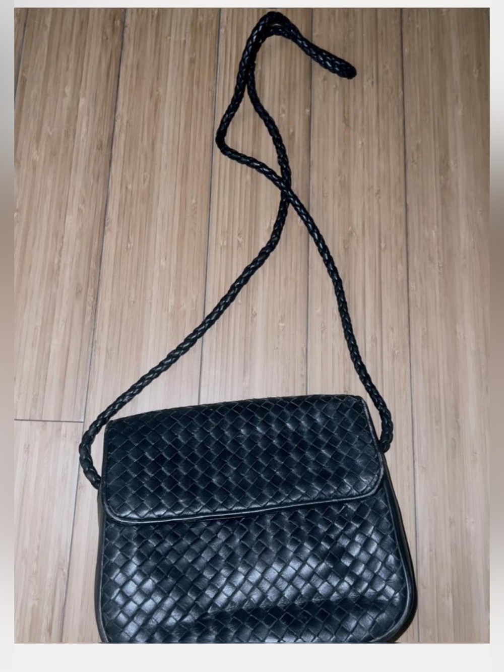 Vintage Talbots thatched dark brown crossbody bag